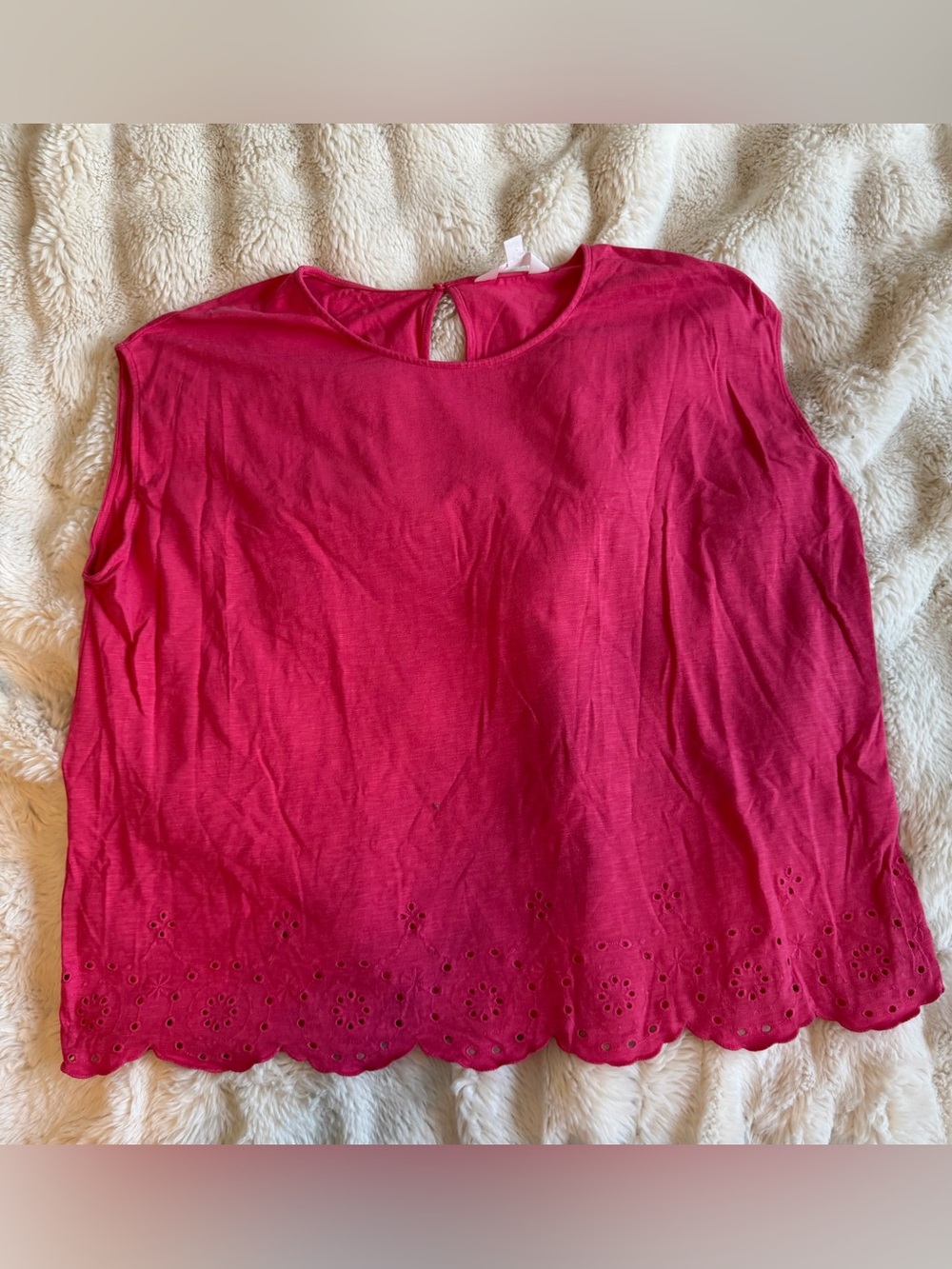 Market & Spruce 2X Pink Eyelet Scallop Hem Top Stitch Fix